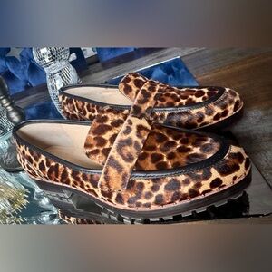 Vince Camuto Brown and Black Pony Hair Loafers